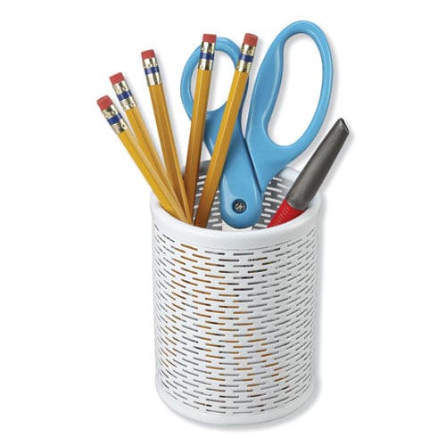 Artistic Urban Collection Punched Metal Pencil Cup 3.5 Diameter X 4.5h White - School Supplies - Artistic®