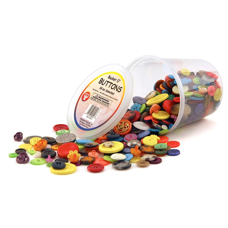 Asst Buttons 16 Oz Bucket (Pack of 6) - Buttons - Hygloss Products Inc.