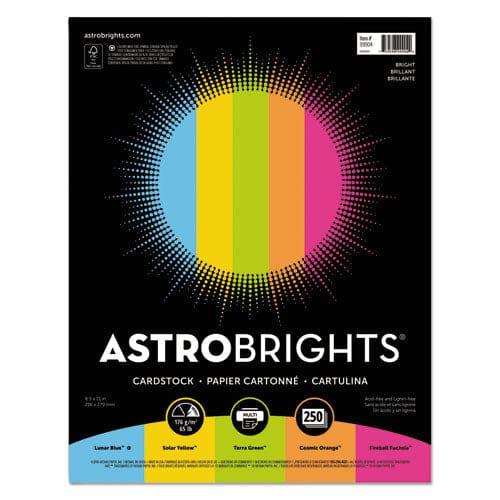 Astrobrights Color Cardstock -bright Assortment 65 Lb Cover Weight 8.5 X 11 Assorted 250/pack - School Supplies - Astrobrights®