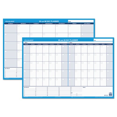 AT-A-GLANCE 30/60-day Undated Horizontal Erasable Wall Planner 36 X 24 White/blue Sheets Undated - School Supplies - AT-A-GLANCE®