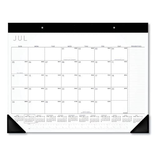 AT-A-GLANCE Academic Monthly Desk Pad 21.75 X 17 White/black Sheets Black Binding/corners 12-month (july To June): 2022 To 2023 - School