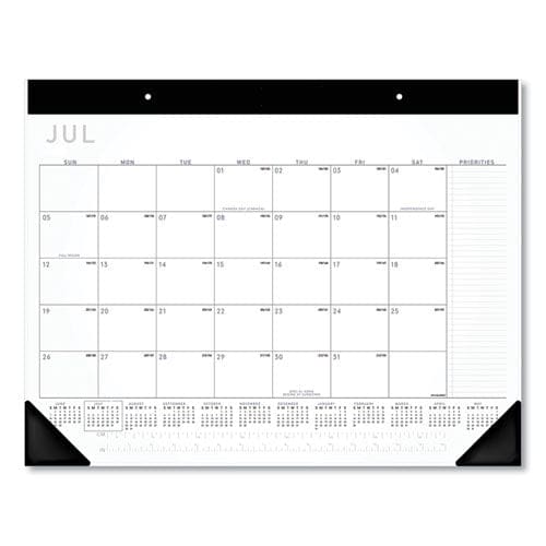 AT-A-GLANCE Academic Monthly Desk Pad 21.75 X 17 White/black Sheets Black Binding/corners 12-month (july To June): 2022 To 2023 - School