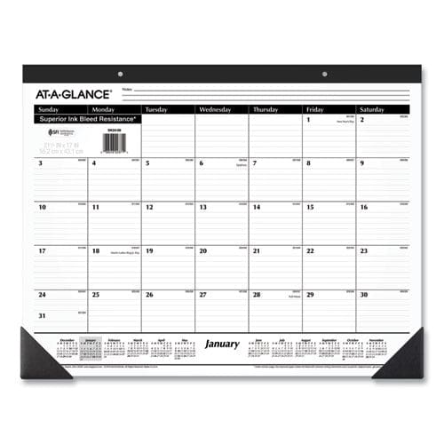 AT-A-GLANCE Academic Year Ruled Desk Pad 21.75 X 17 White Sheets Black Binding Black Corners 16-month (sept To Dec): 2022 To 2023 - School