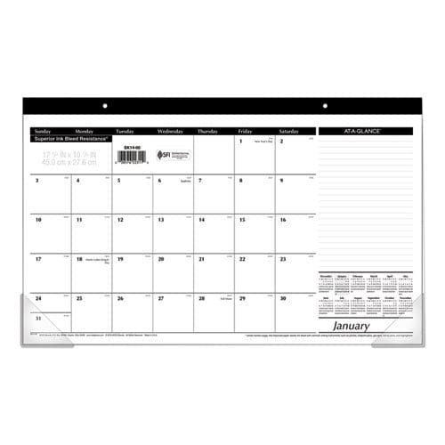 AT-A-GLANCE Compact Desk Pad 18 X 11 White Sheets Black Binding Clear Corners 12-month (jan To Dec): 2023 - School Supplies - AT-A-GLANCE®