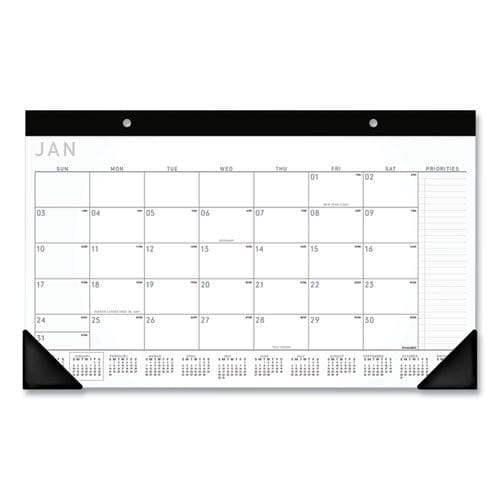 AT-A-GLANCE Contemporary Monthly Desk Pad 18 X 11 White Sheets Black Binding/corners,12-month (jan To Dec): 2023 - School Supplies -