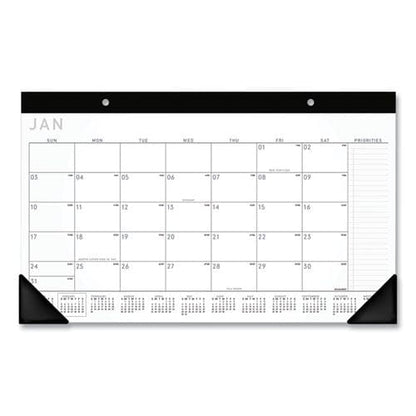 AT-A-GLANCE Contemporary Monthly Desk Pad 18 X 11 White Sheets Black Binding/corners,12-month (jan To Dec): 2023 - School Supplies -