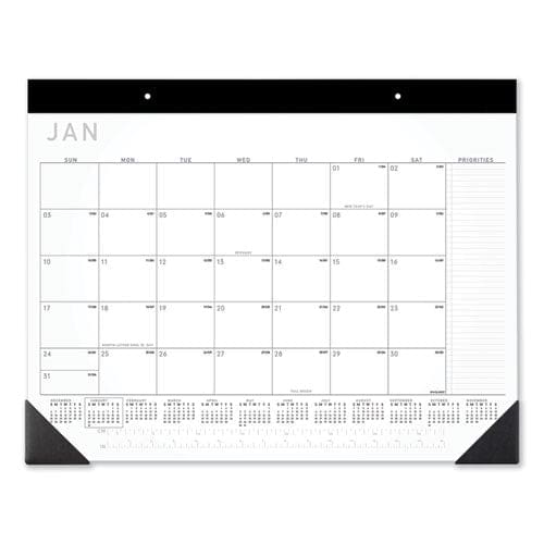 AT-A-GLANCE Contemporary Monthly Desk Pad 18 X 11 White Sheets Black Binding/corners,12-month (jan To Dec): 2023 - School Supplies -