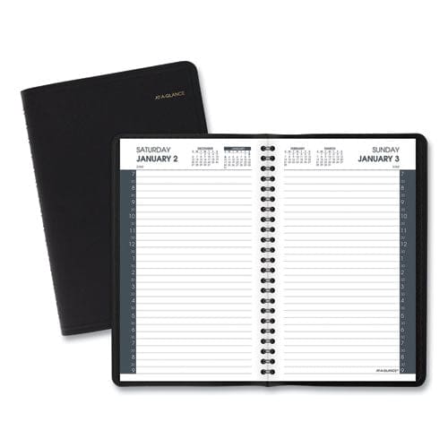 AT-A-GLANCE Daily Appointment Book With 30-minute Appointments 8 X 5 Black Cover 12-month (jan To Dec): 2023 - School Supplies -