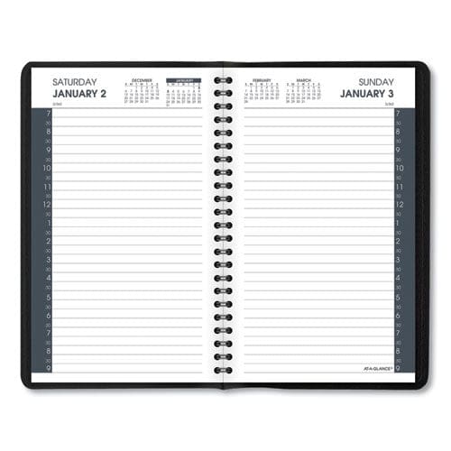 AT-A-GLANCE Daily Appointment Book With 30-minute Appointments 8 X 5 Black Cover 12-month (jan To Dec): 2023 - School Supplies -