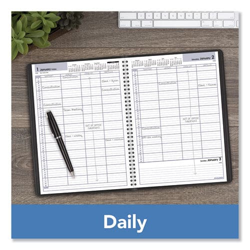 AT-A-GLANCE Dayminder Four-person Group Daily Appointment Book 11 X 8 Black Cover 12-month (jan To Dec): 2023 - School Supplies -