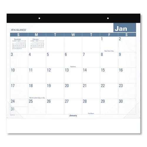 AT-A-GLANCE Easy-to-read Monthly Desk Pad 22 X 17 White/blue Sheets Black Binding Clear Corners 12-month (jan To Dec): 2023 - School