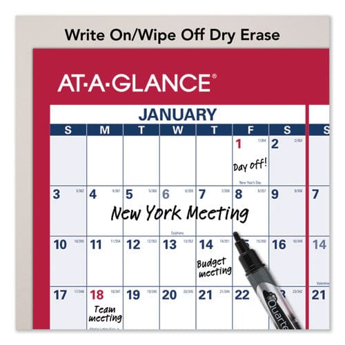 AT-A-GLANCE Erasable Vertical/horizontal Wall Planner 24 X 36 White/blue/red Sheets 12-month (jan To Dec): 2023 - School Supplies -