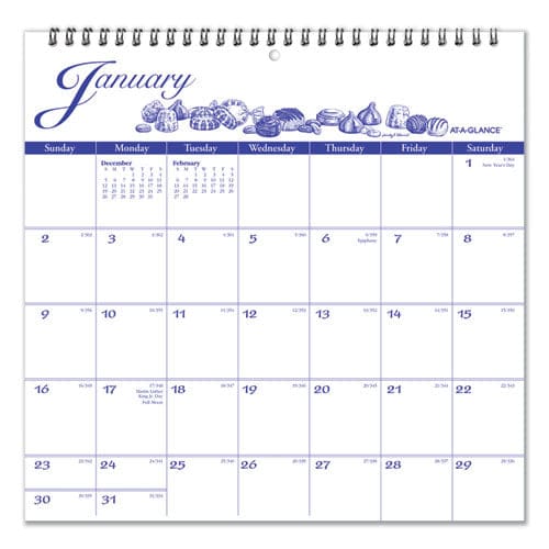 AT-A-GLANCE Illustrator’s Edition Wall Calendar Victorian Illustrations Artwork 12 X 12 White/blue Sheets 12-month (jan-dec): 2023 - School