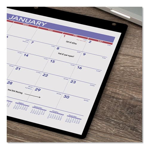 AT-A-GLANCE Monthly Desk/wall Calendar With Plastic Backboard And Bonus Pages 11 X 8 White/violet/red Sheets 12-month (jan-dec): 2023 -