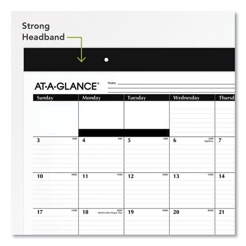 AT-A-GLANCE Monthly Refillable Desk Pad 22 X 17 White Sheets Black Binding Black Corners 12-month (jan To Dec): 2023 - School Supplies -