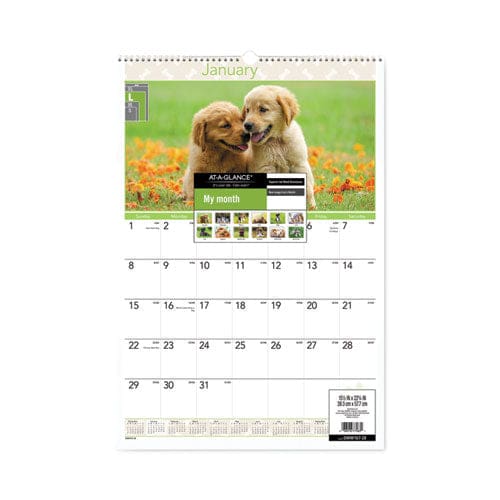 AT-A-GLANCE Puppies Monthly Wall Calendar Puppies Photography 15.5 X 22.75 White/multicolor Sheets 12-month (jan To Dec): 2023 - School