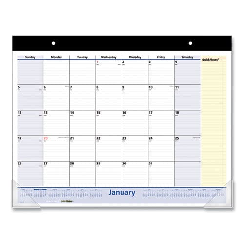 AT-A-GLANCE Quicknotes Desk Pad 22 X 17 White/blue/yellow Sheets Black Binding Clear Corners 13-month (jan To Jan): 2023 To 2024 - School