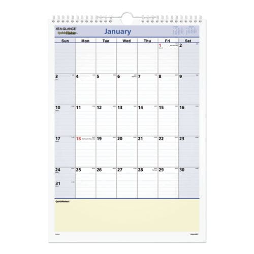 AT-A-GLANCE Quicknotes Wall Calendar 12 X 17 White/blue/yellow Sheets 12-month (jan To Dec): 2023 - School Supplies - AT-A-GLANCE®