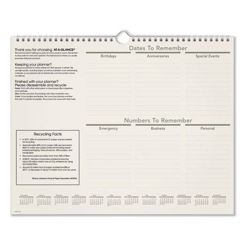 AT-A-GLANCE Recycled Wall Calendar Unruled Blocks 15 X 12 Sand/green Sheets 12-month (jan To Dec): 2023 - School Supplies - AT-A-GLANCE®