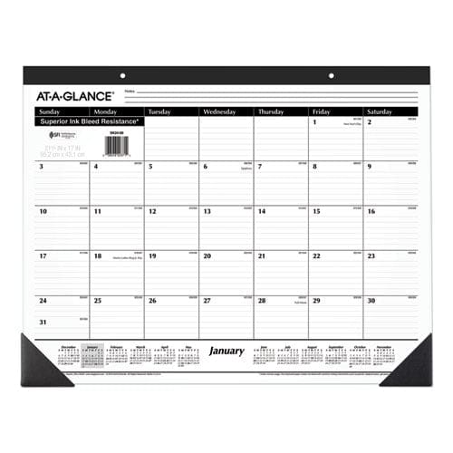 At-A-Glance Ruled Desk Pad 22 X 17 White Sheets Black Binding Black Corners 12-month (jan To Dec): 2023 - School Supplies - AT-A-GLANCE®