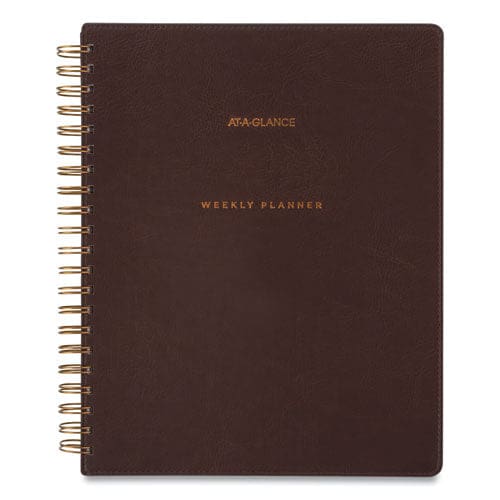 AT-A-GLANCE Signature Collection Distressed Brown Weekly Monthly Planner 11 X 8.5 Brown Cover 13-month (jan To Jan): 2023 To 2024 - School