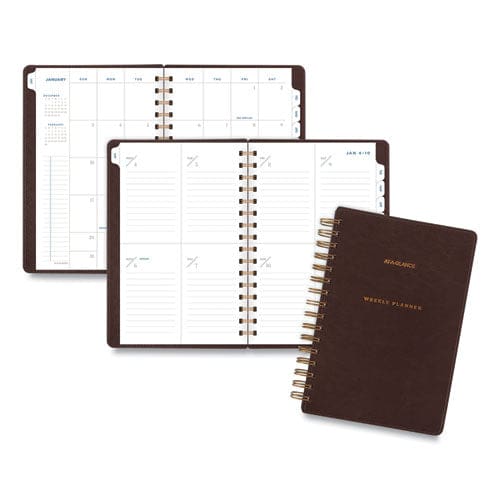 AT-A-GLANCE Signature Collection Distressed Brown Weekly Monthly Planner 8.5 X 5.5 Brown Cover 13-month (jan To Jan): 2023 To 2024 - School