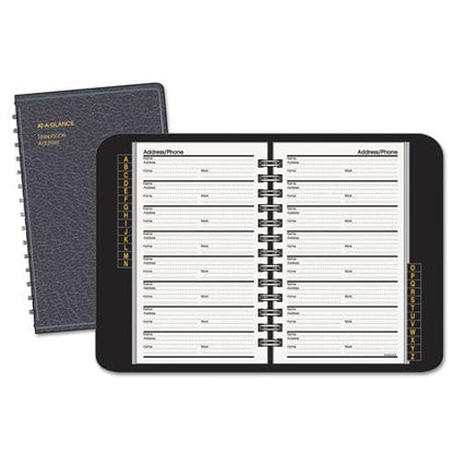 AT-A-GLANCE Telephone/address Book 4.78 X 8 Black Simulated Leather 100 Sheets - Office - AT-A-GLANCE®