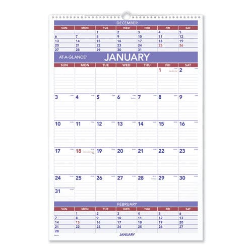 AT-A-GLANCE Three-month Wall Calendar 15.5 X 22.75 White Sheets 12-month (jan To Dec): 2023 - School Supplies - AT-A-GLANCE®