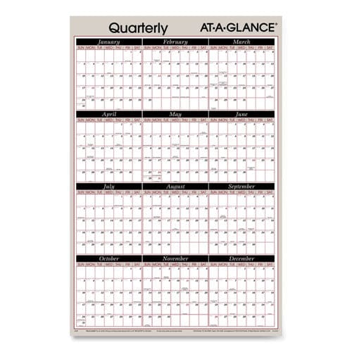 AT-A-GLANCE Vertical/horizontal Erasable Quarterly/monthly Wall Planner 24 X 36 White/black/red Sheets 12-month (jan To Dec): 2023 - School