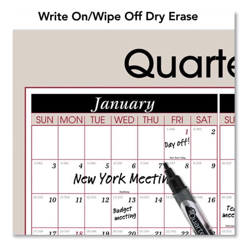 AT-A-GLANCE Vertical/horizontal Erasable Quarterly/monthly Wall Planner 24 X 36 White/black/red Sheets 12-month (jan To Dec): 2023 - School