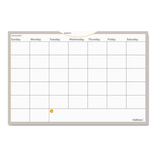 AT-A-GLANCE Wallmates Self-adhesive Dry Erase Monthly Planning Surfaces 36 X 24 White/gray/orange Sheets Undated - School Supplies -