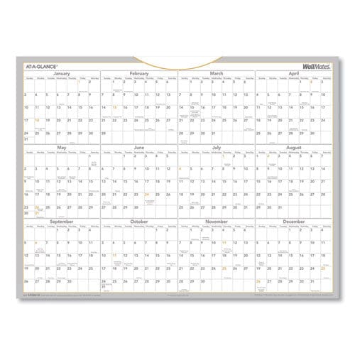 AT-A-GLANCE Wallmates Self-adhesive Dry Erase Yearly Planning Surfaces 24 X 18 White/gray/orange Sheets 12-month (jan To Dec): 2023 - School