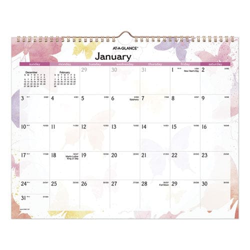 AT-A-GLANCE Watercolors Recycled Monthly Wall Calendar Watercolors Artwork 15 X 12 White/multicolor Sheets 12-month (jan-dec): 2023 - School