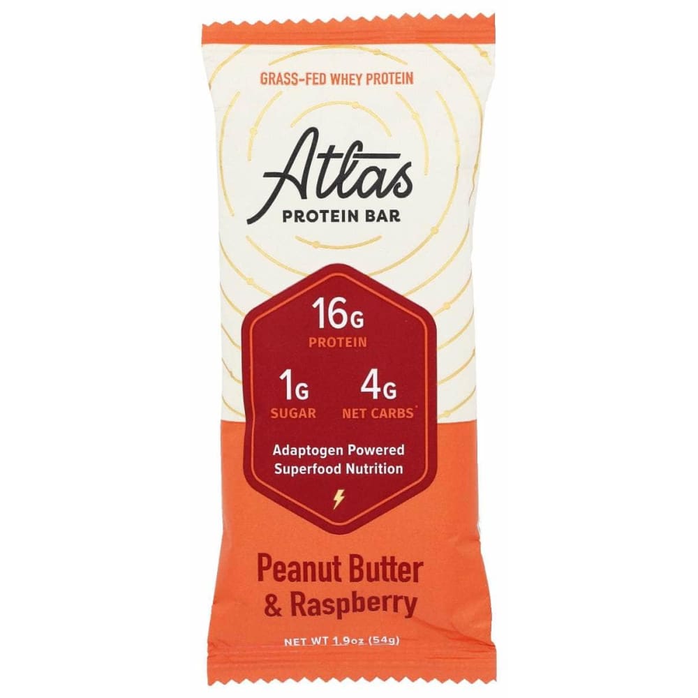 ATLAS BARS Grocery > Refrigerated ATLAS BARS: Peanut Butter and Raspberry Protein Bar, 1.9 oz