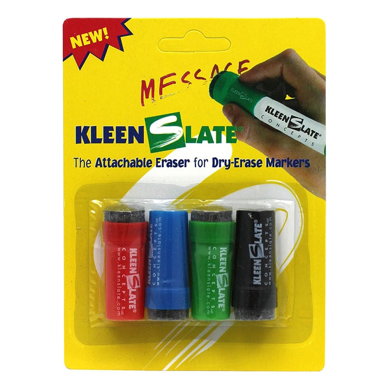 Attachable Erasers 4/Pk For Dry Erase Markers Carded (Pack of 12) - Erasers - Kleenslate Concepts Lp