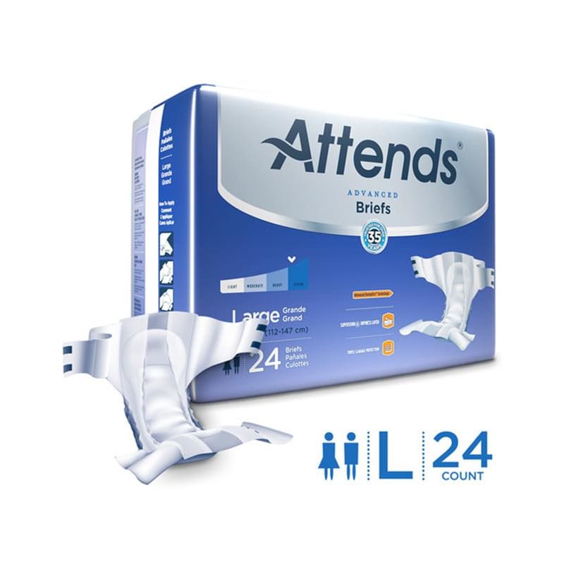 Attends Brief Dermadry Complete Large Case of 72 - Incontinence >> Briefs and Diapers - Attends