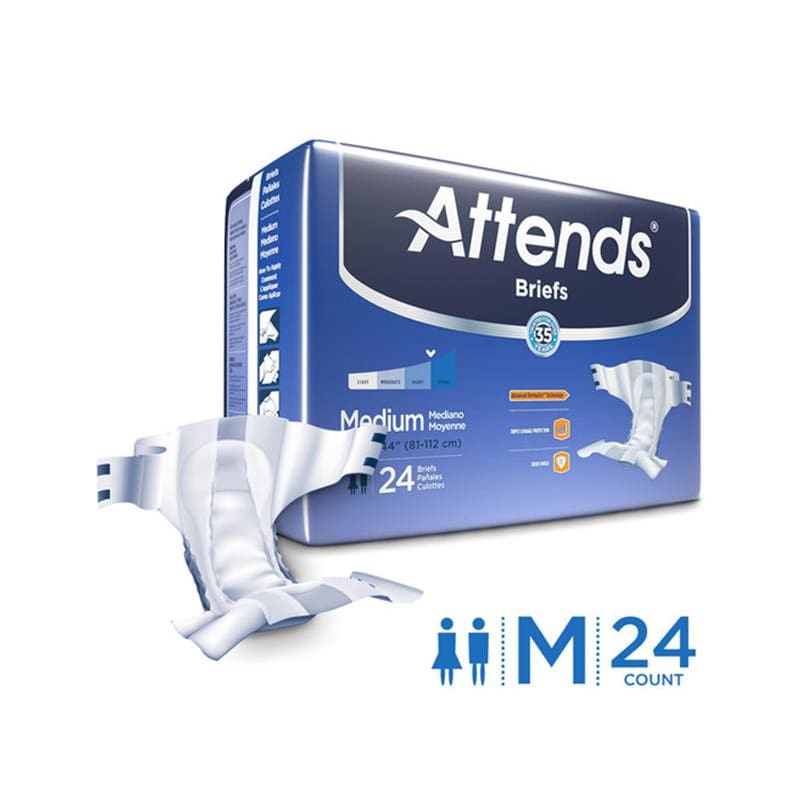 Attends Brief Dermadry Medium Breathable Case of 96 - Incontinence >> Briefs and Diapers - Attends