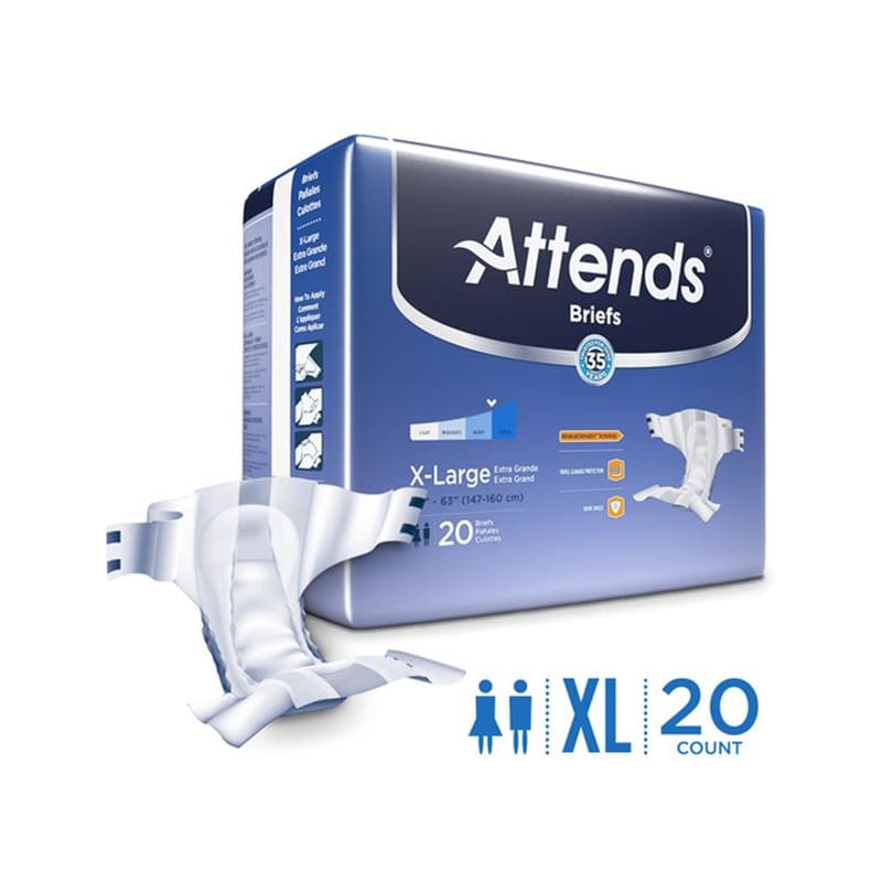 Attends Brief Dermadry X-Large Breathable Case of 60 - Incontinence >> Briefs and Diapers - Attends