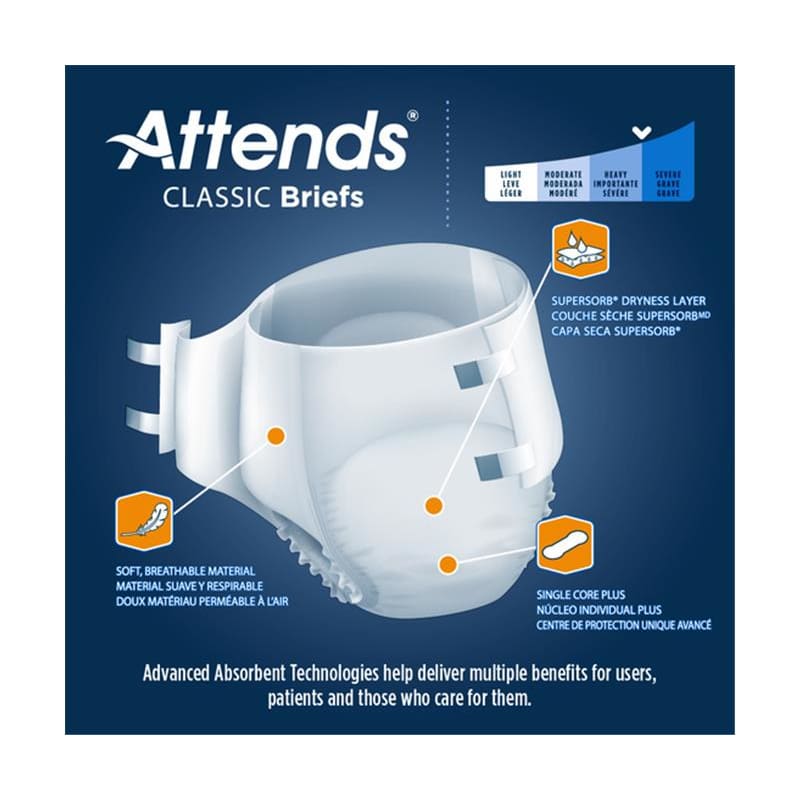 Attends Attends Classic Brief X-Large Case of 60 - Incontinence >> Briefs and Diapers - Attends