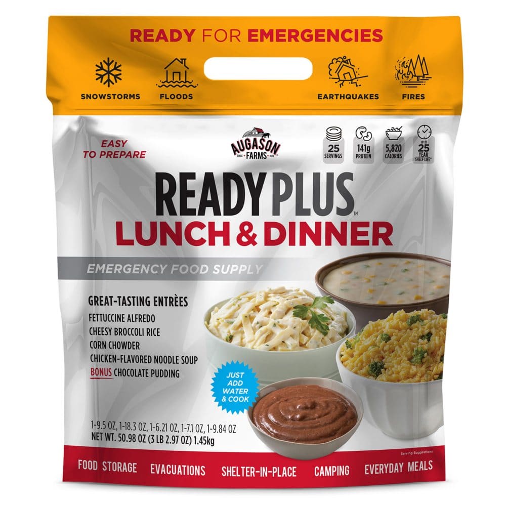 Augason Farms Ready Plus Lunch & Dinner Emergency Food Supply - Emergency Food Kits - Augason Farms