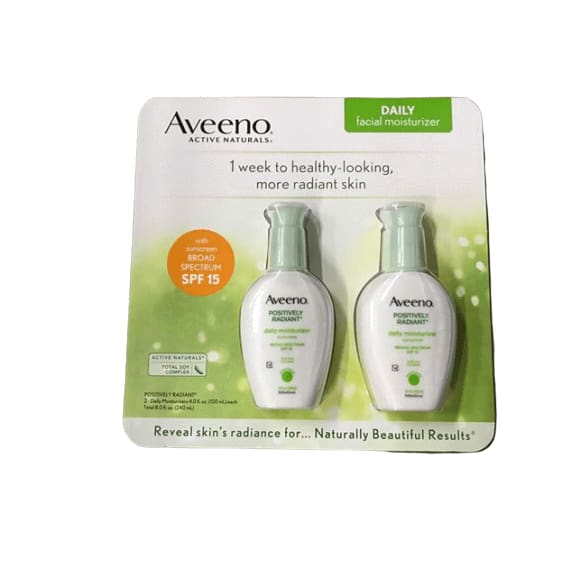 Aveeno Positively Radiant Daily Moisturizer with Sunscreen Broad Spectrum SPF 15, 2 pk./4 oz. - ShelHealth.Com