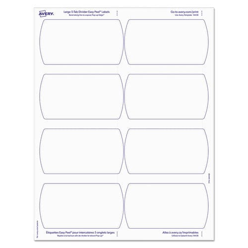 Avery Big Tab Printable Large White Label Tab Dividers 5-tab 11 X 8.5 White 20 Sets - School Supplies - Avery®