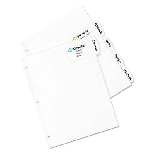 Avery Big Tab Printable Large White Label Tab Dividers 5-tab 11 X 8.5 White 20 Sets - School Supplies - Avery®