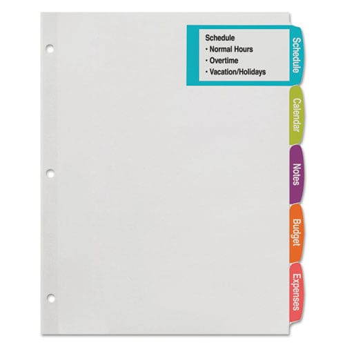 Avery Big Tab Printable Large White Label Tab Dividers 5-tab 11 X 8.5 White 20 Sets - School Supplies - Avery®