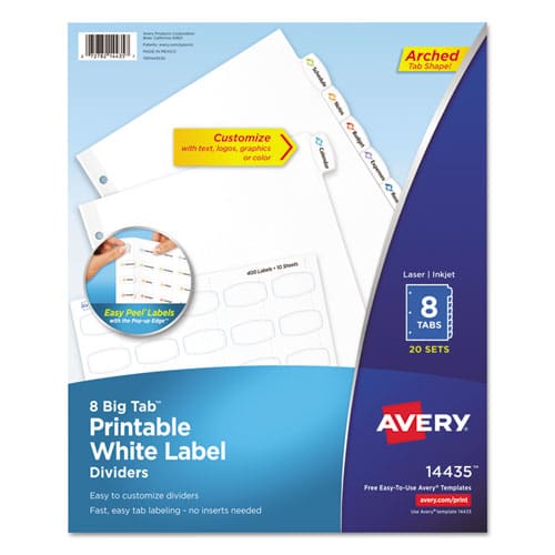 Avery Big Tab Printable White Label Tab Dividers 5-tab 11 X 8.5 White 20 Sets - School Supplies - Avery®