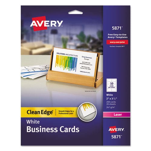 Avery Clean Edge Business Cards Laser 2 X 3.5 Ivory 200 Cards 10 Cards/sheet 20 Sheets/pack - Office - Avery®