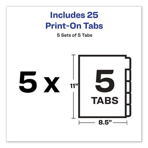 Avery Customizable Print-on Dividers Unpunched 5-tab 11 X 8.5 White 5 Sets - School Supplies - Avery®