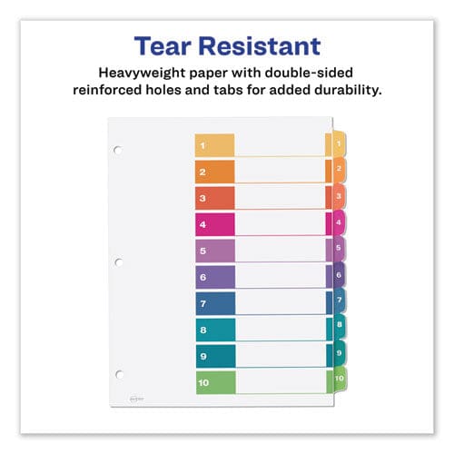 Avery Customizable Table Of Contents Ready Index Dividers With Multicolor Tabs 10-tab 1 To 10 11 X 8.5 White 3 Sets - Office - Avery®