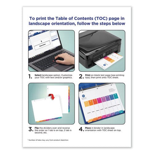 Avery Customizable Table Of Contents Ready Index Dividers With Multicolor Tabs 12-tab 1 To 12 11 X 8.5 White 3 Sets - Office - Avery®