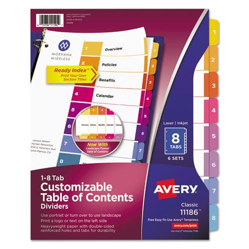 Avery Customizable Table Of Contents Ready Index Dividers With Multicolor Tabs 12-tab 1 To 12 11 X 8.5 White 3 Sets - Office - Avery®